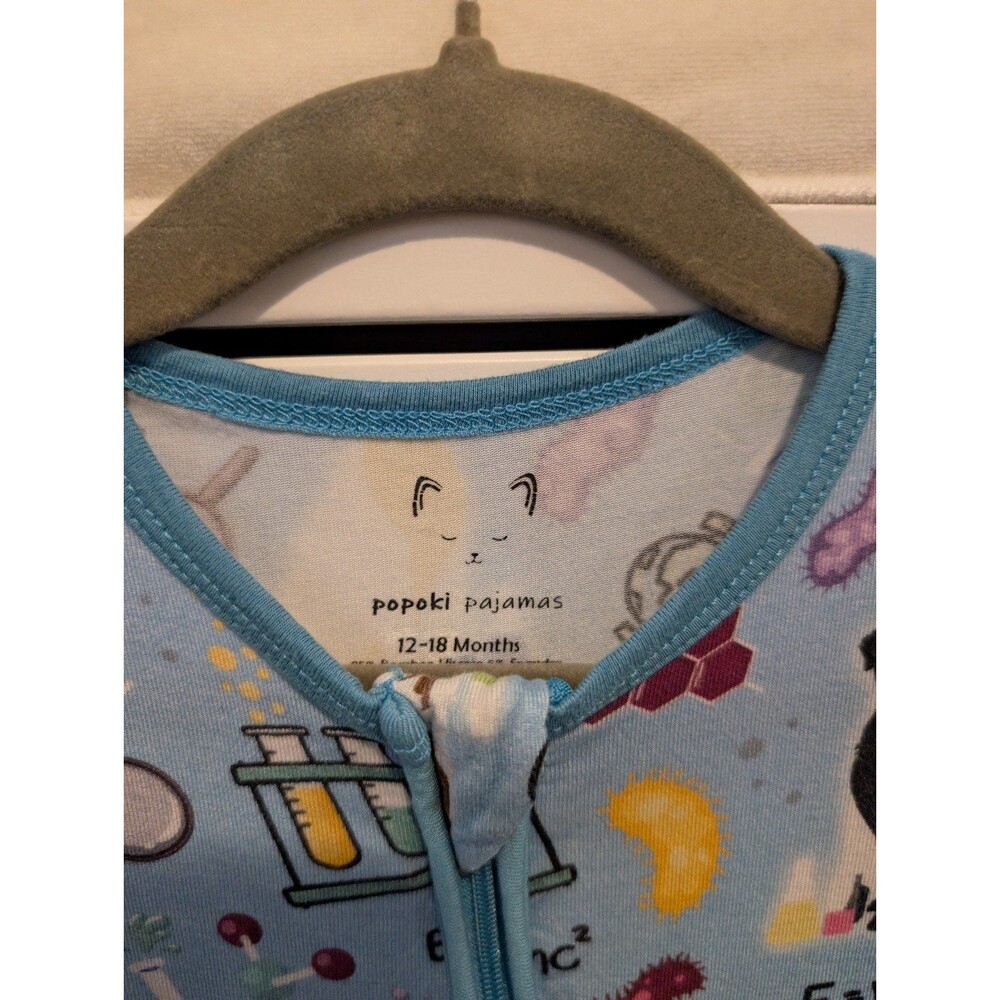 Popoki Bamboo Science Labs Short Sleeve Romper Zippy 12-18 - Picture 3 of 5